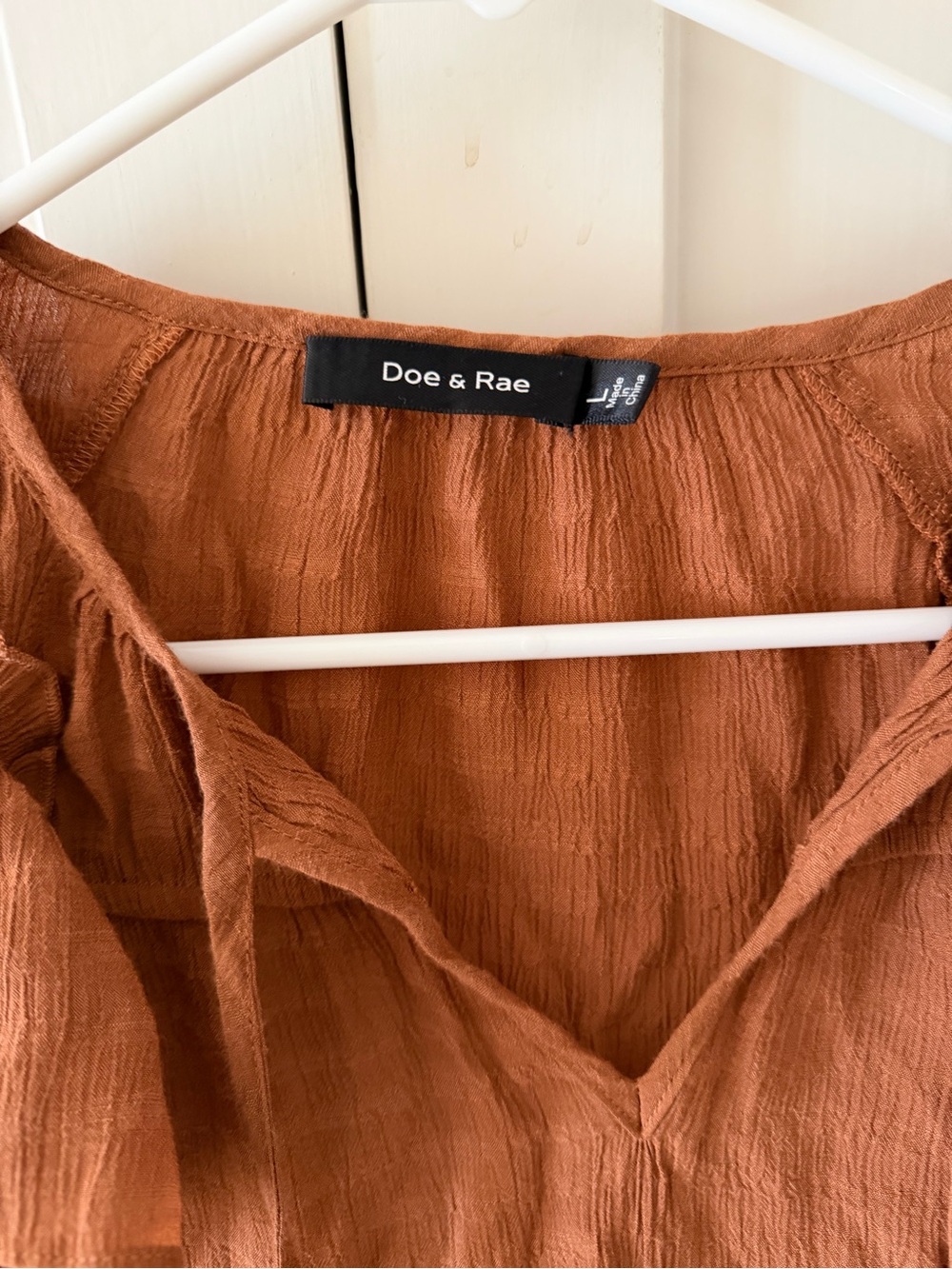 Doe & Rae Copper Rust Ruffle-Sleeve Tie-Front Blouse - Picture 2 of 2